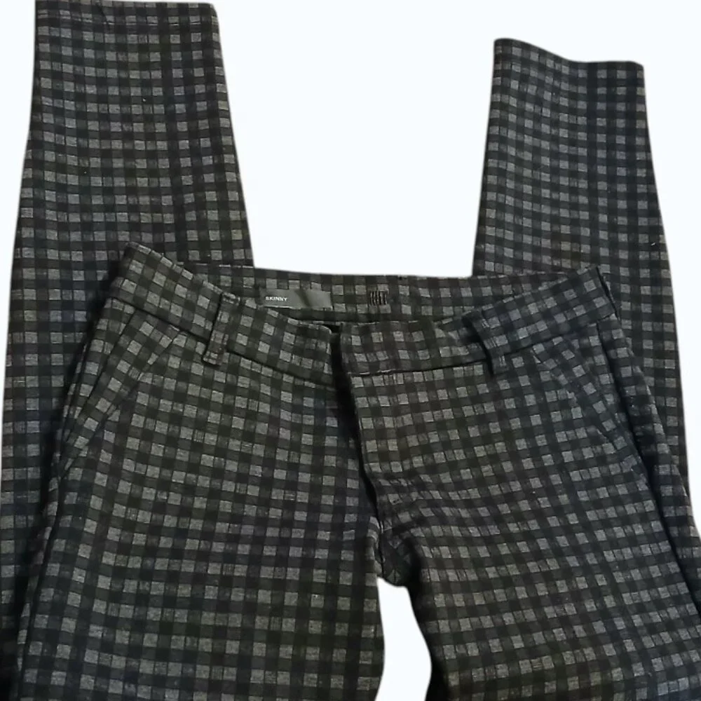 KUT FROM THE KLOTH Black/Gray Check Straight Leg Stretch Pants